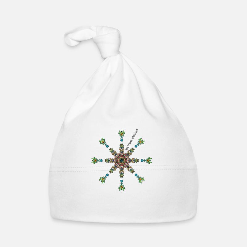 Flocon de neige de Noël par Victoria Deregus 06 - Bonnet bio Bébé - blanc