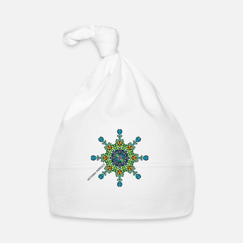 Flocon de neige de Noël par Victoria Deregus 05 - Bonnet bio Bébé - blanc
