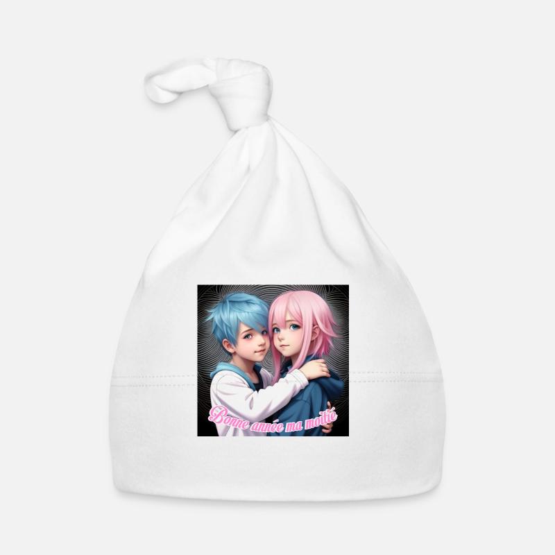 bonne année ma moitié - Bonnet bio Bébé - blanc