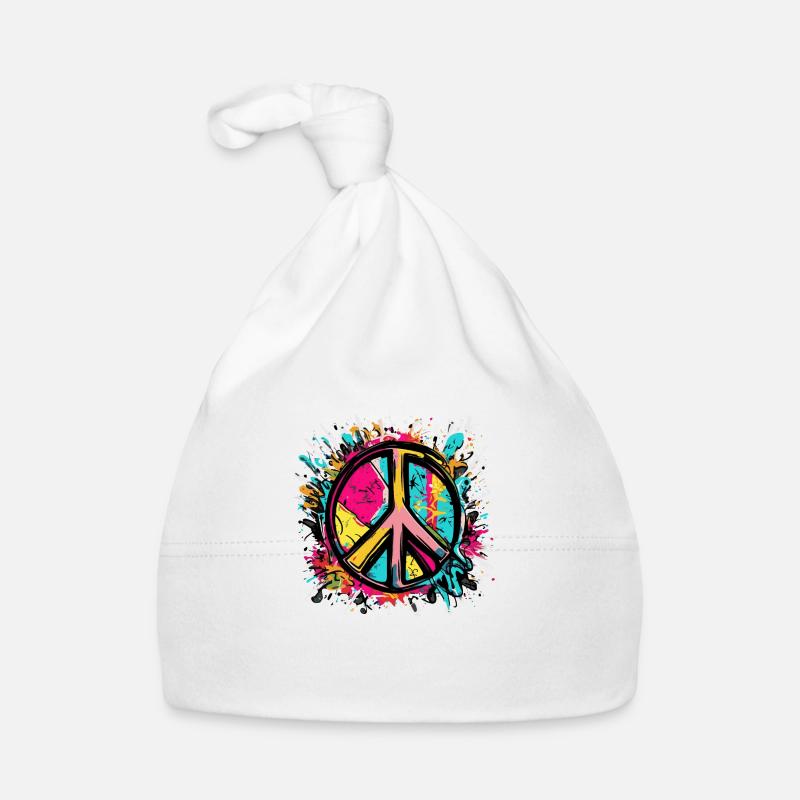 Buntes Peace Zeichen Frieden Baby Bio-Mütze