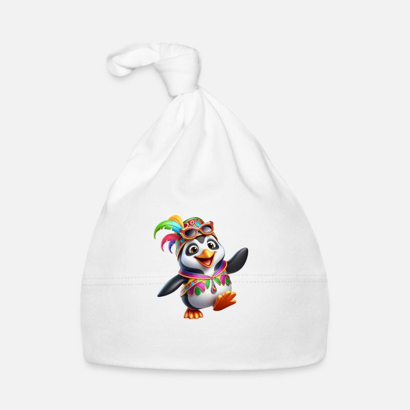 Karneval Pinguin - Baby Bio-Mütze - Weiß
