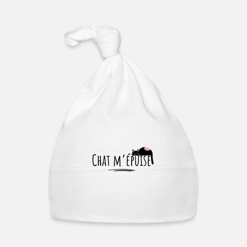 chat m épuise- idée cadeau chat drôle cadeau Bonnet bio Bébé