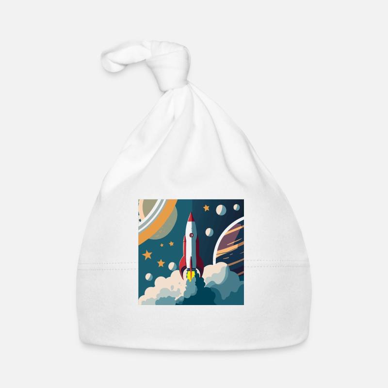 Weltraumszene mit einer Rakete Baby Bio-Mütze