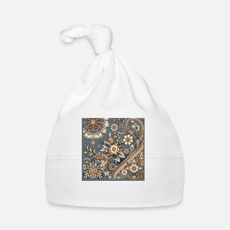Floral Pattern Vintage - Organic Baby Cap - white