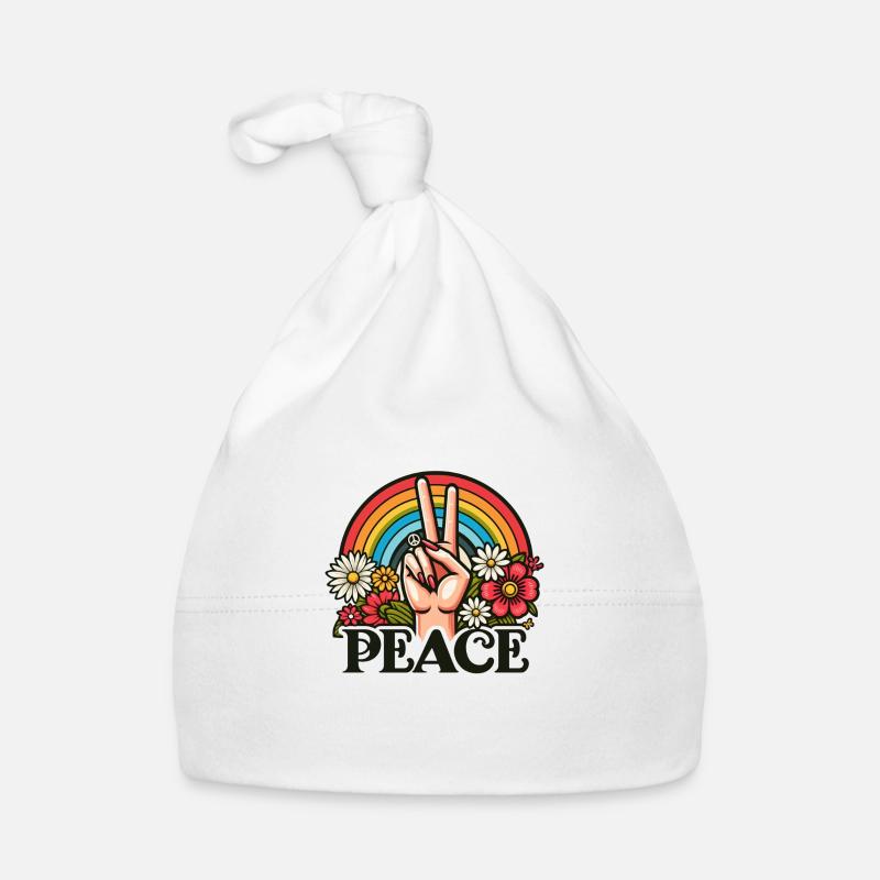 Peace sign - Organic Baby Cap - white