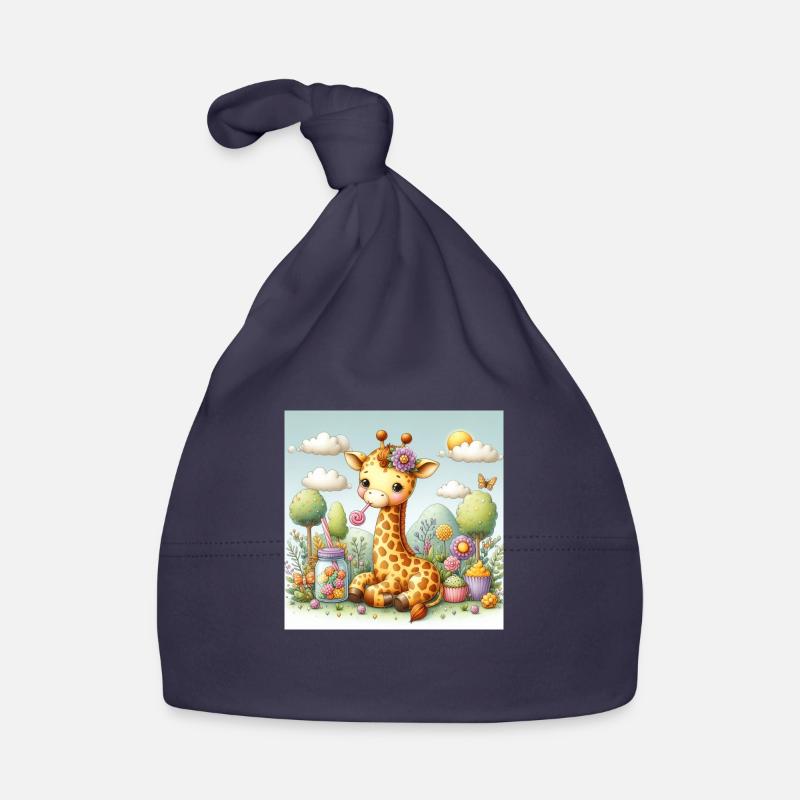 Giraffe Snacking Organic Baby Cap