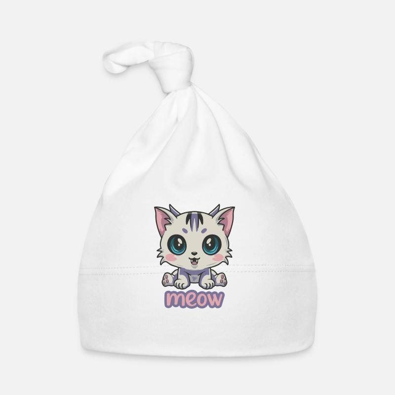 Adorable chaton d’anime avec de grands yeux bleus Bonnet bio Bébé