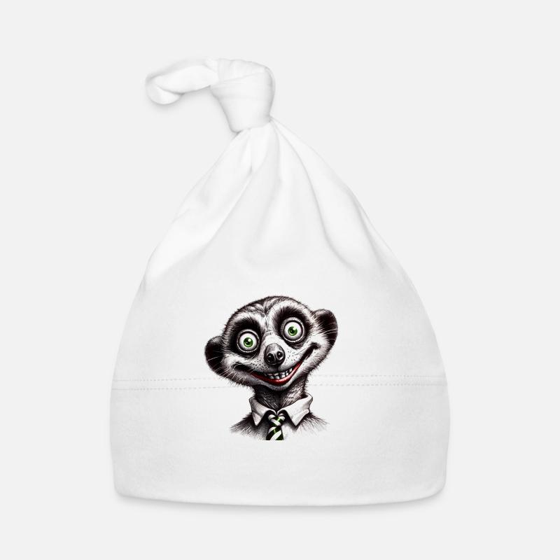 Glückliches Erdmännchen - Baby Bio-Mütze - Weiß