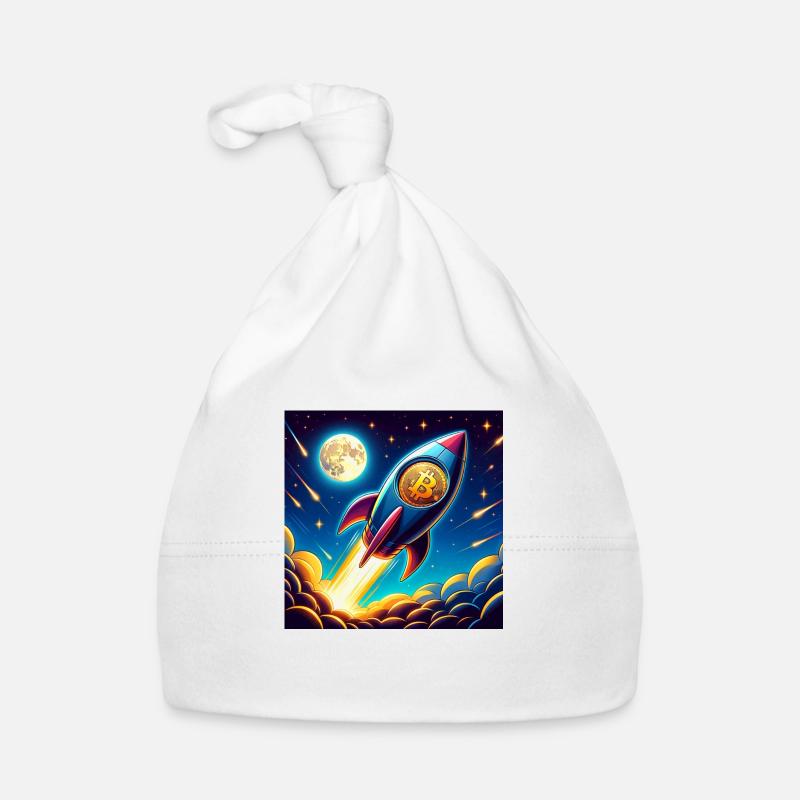 Bitcoin Moon rocket 1 - Baby Bio-Mütze - Weiß