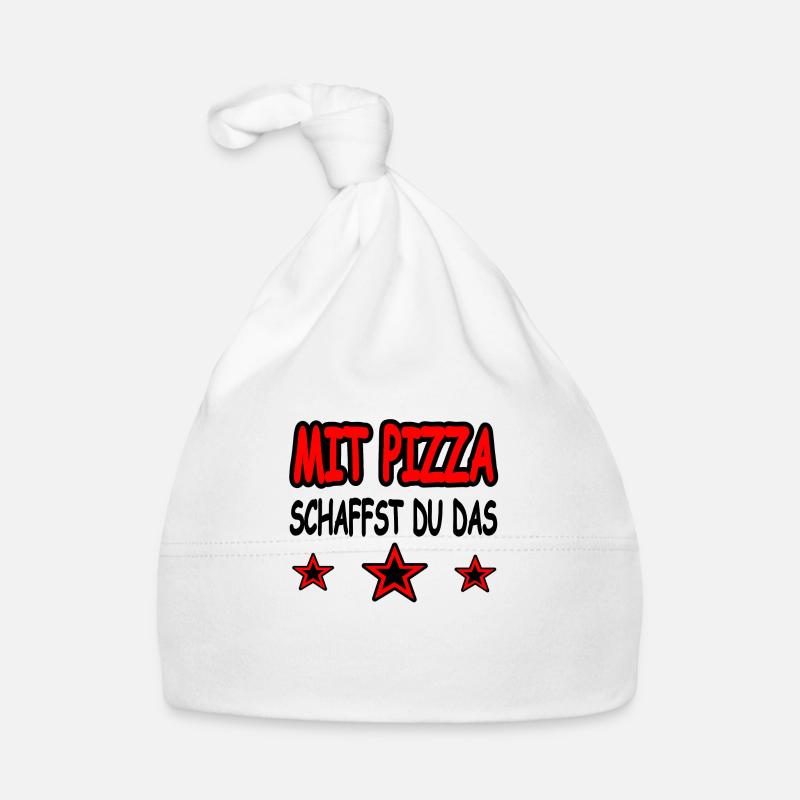 Pizza - Baby Bio-Mütze - Weiß