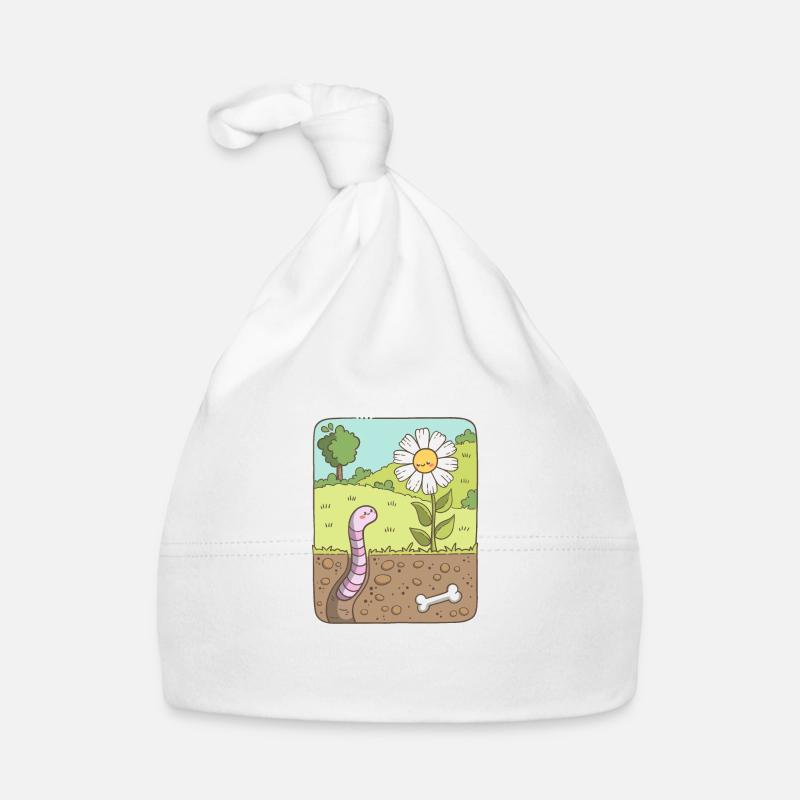 Ver de terre regardant la fleur Bonnet bio Bébé