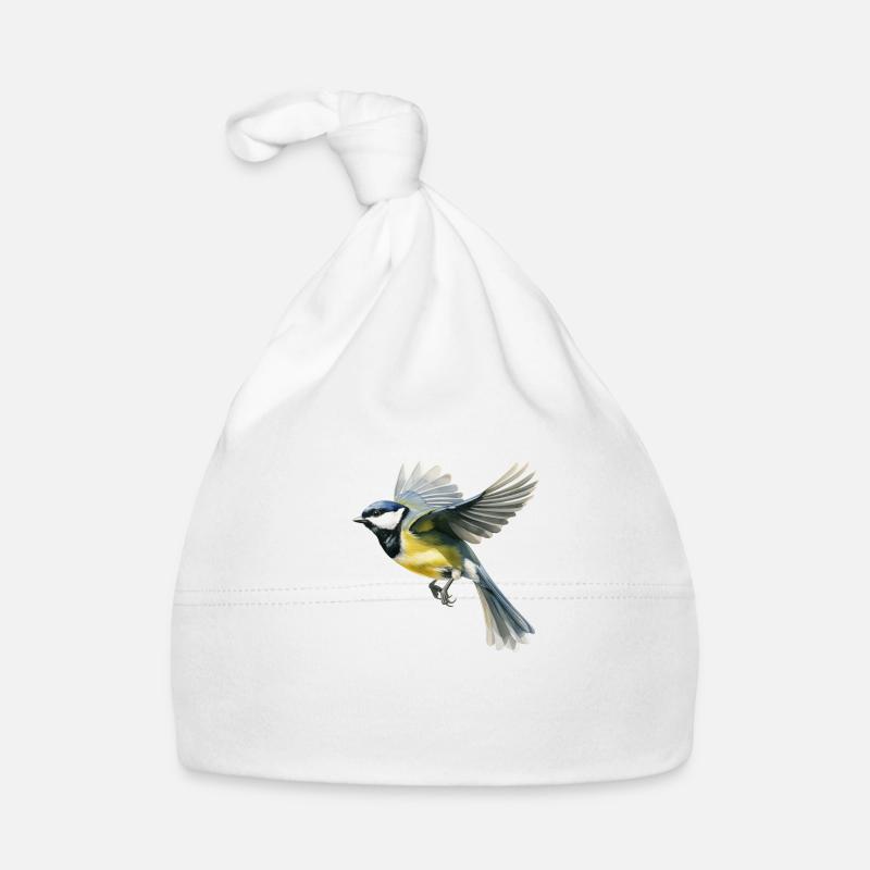 Mésange charbonnière - Bonnet bio Bébé - blanc
