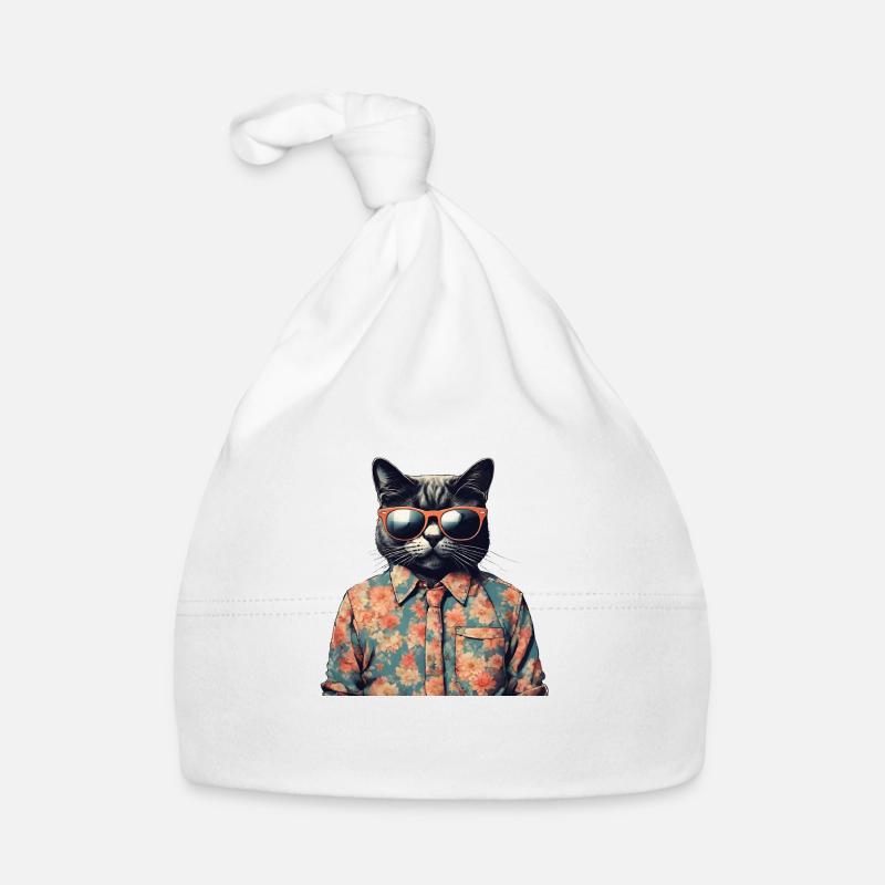 Le chat et la chemise à fleurs Bonnet bio Bébé