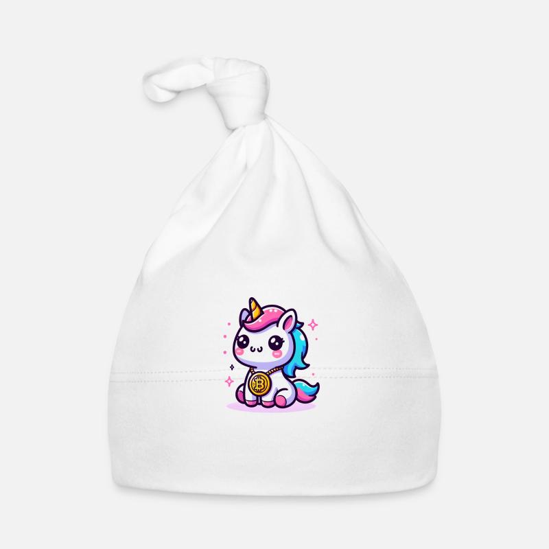 Crypto Cutie: Magical Unicorn with Bitcoin Baby Bio-Mütze