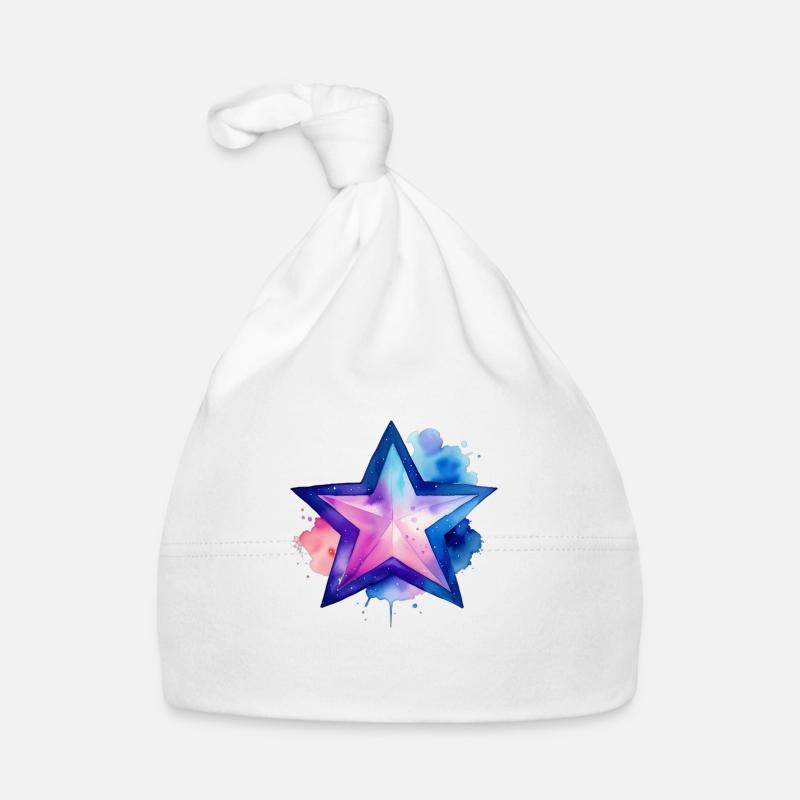 Color splash: Star - Organic Baby Cap - white