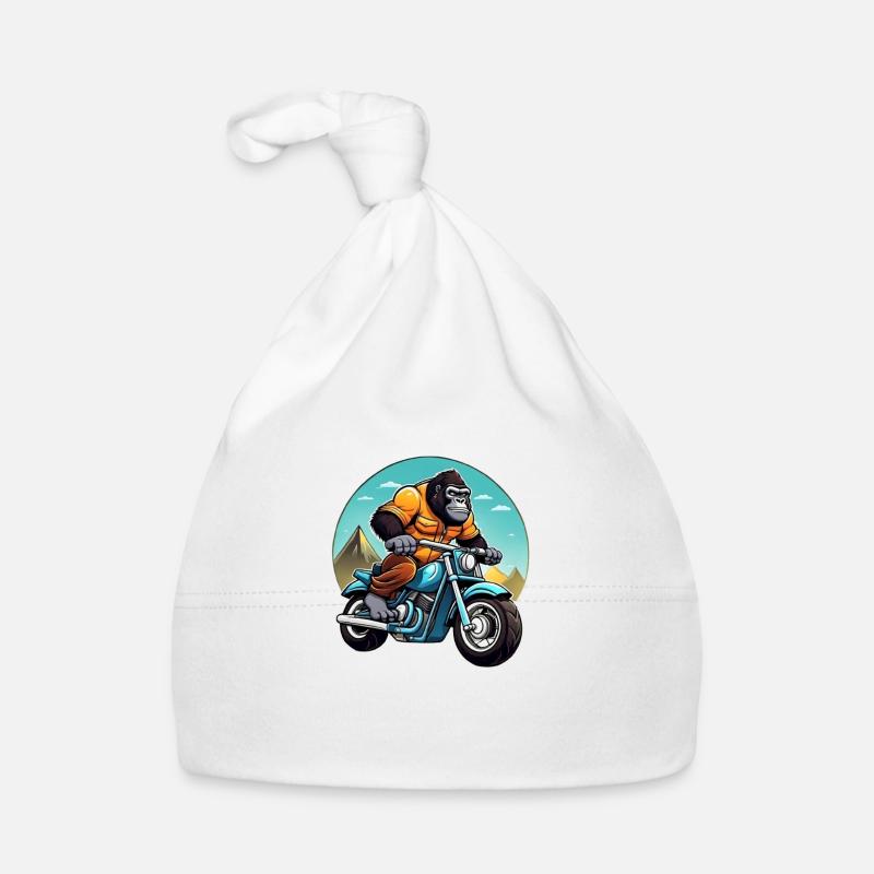Gorilla-Biker - Baby Bio-Mütze - Weiß