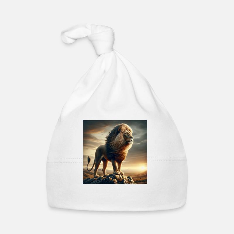 Lion - Bonnet bio Bébé - blanc