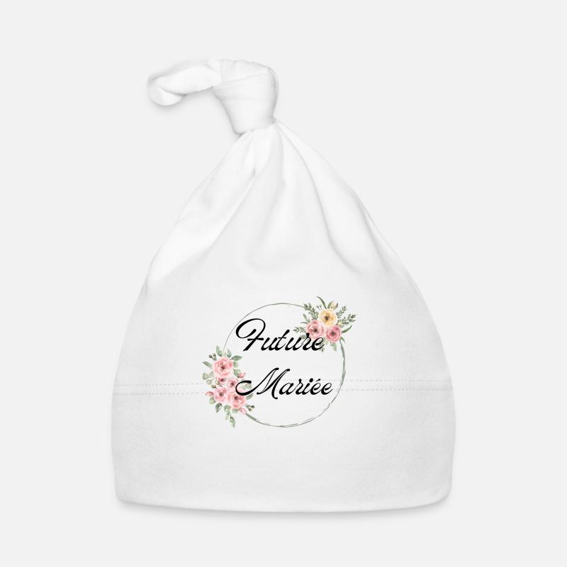 Future mariée fleurs roses -tshirt assorti Bonnet bio Bébé