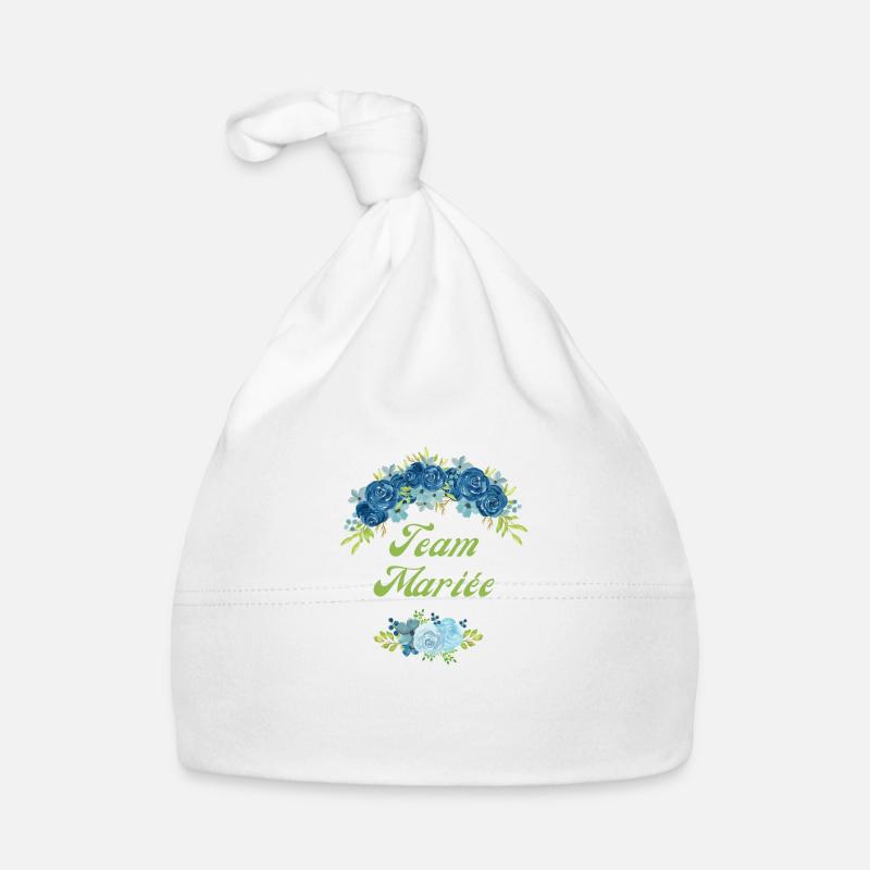 The Bride Blue Flower Team - Passendes T-Shirt Baby Bio-Mütze