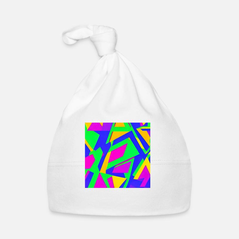 A single, bold geometric shape in a vibrant neon c Organic Baby Cap