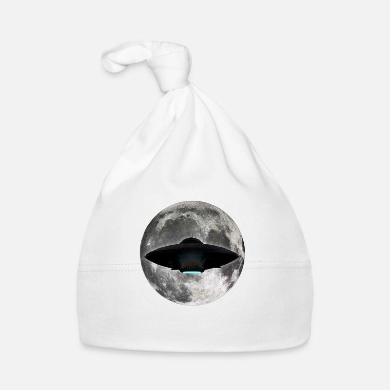 UFO Moon - Organic Baby Cap - white