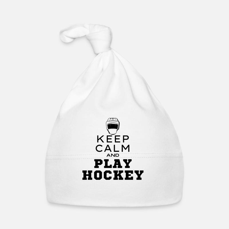 Keep calm and play hockey Idée cadeau original Bonnet bio Bébé