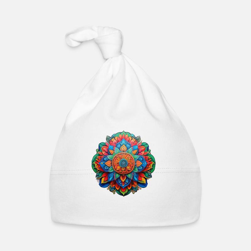 Mandala - Organic Baby Cap - white
