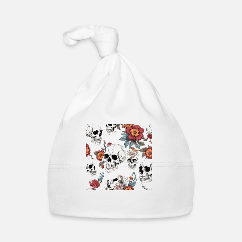 Crâne et fleurs Bonnet bio Bébé