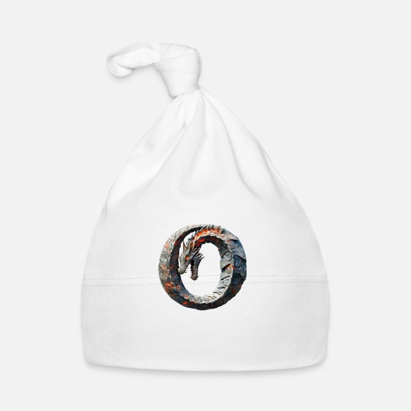 Letter "O" in dragon design. Organic Baby Cap
