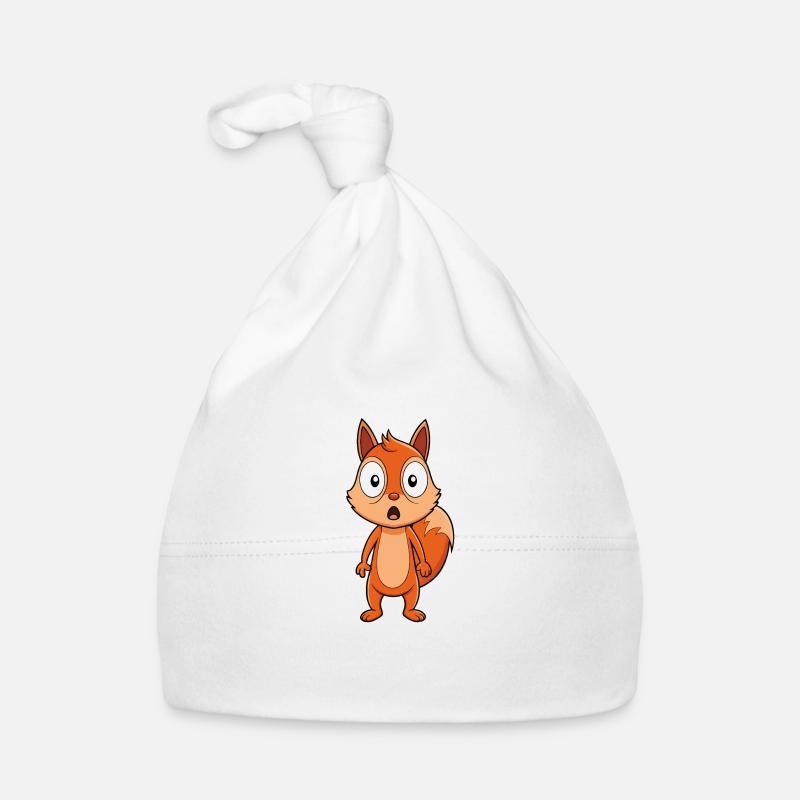 Écureuil effrayé avec de grands yeux Cartoon Bonnet bio Bébé