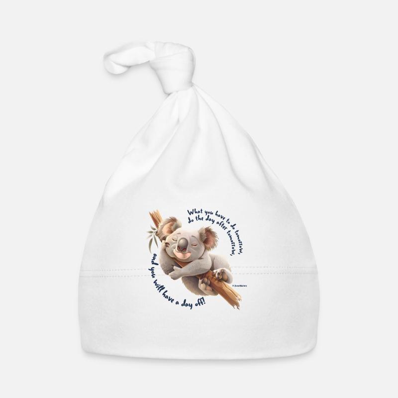 Ours Koala paresseux - Bonnet bio Bébé - blanc