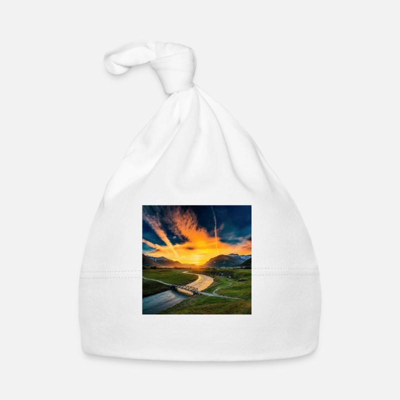 Landschaft mit Sonnenuntergang Baby Bio-Mütze