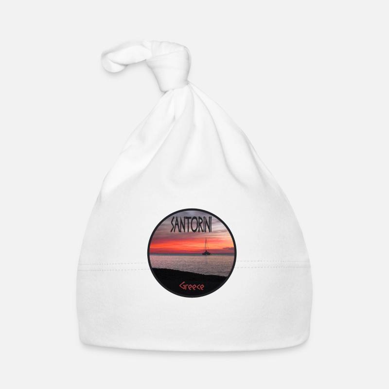 Santorini Greece Sunset Organic Baby Cap