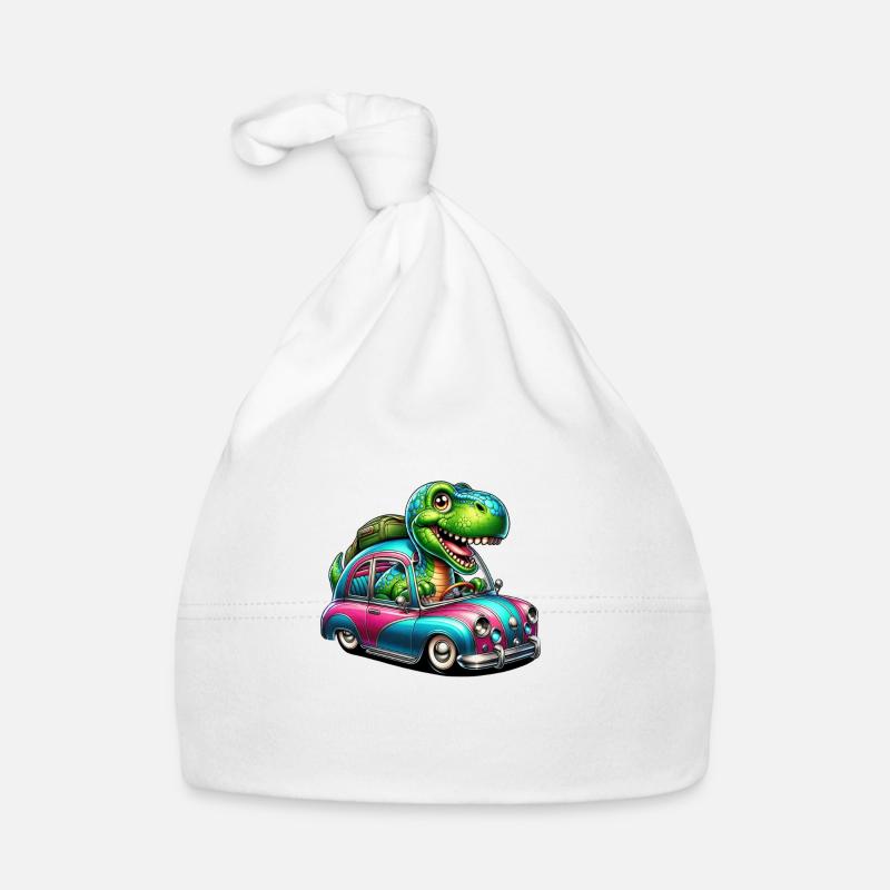 Auto Dino - Organic Baby Cap - white