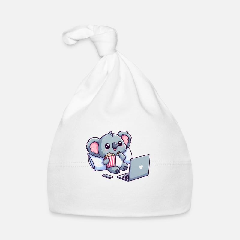 Ours koala mignon regardant une série. Bonnet bio Bébé
