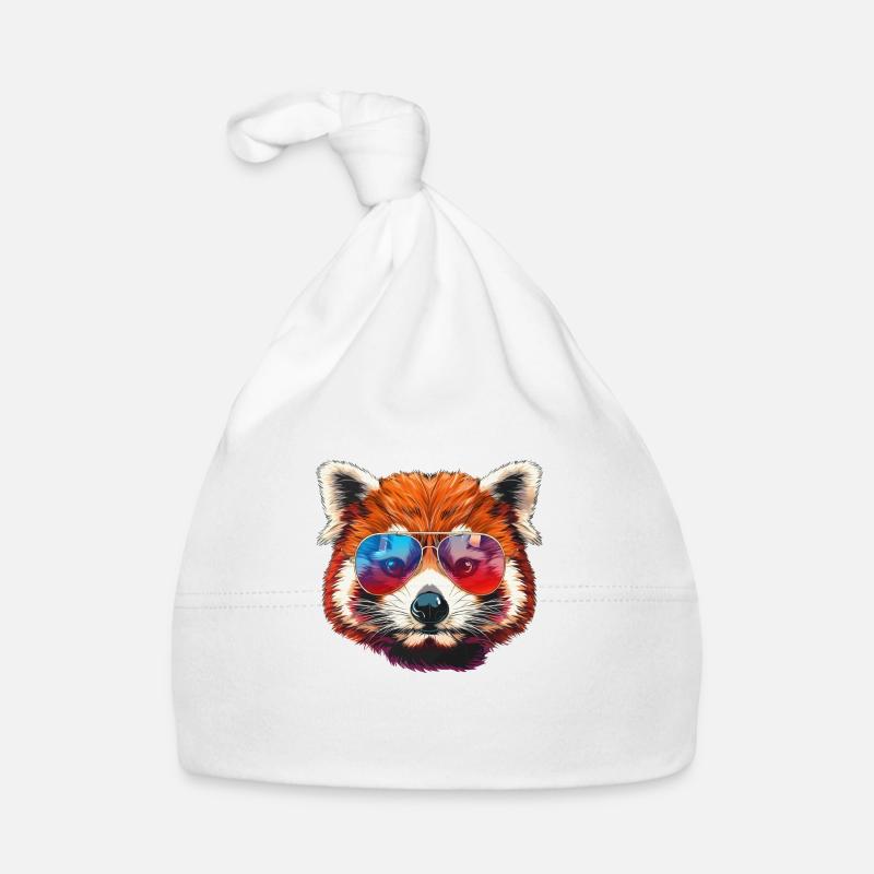 Panda roux Petit Panda - Bonnet bio Bébé - blanc