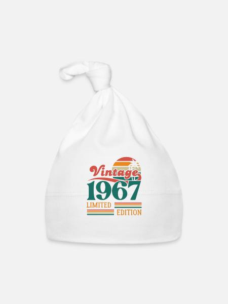 Vintage 1967 édition limitée - Bonnet bio Bébé - blanc - Devant