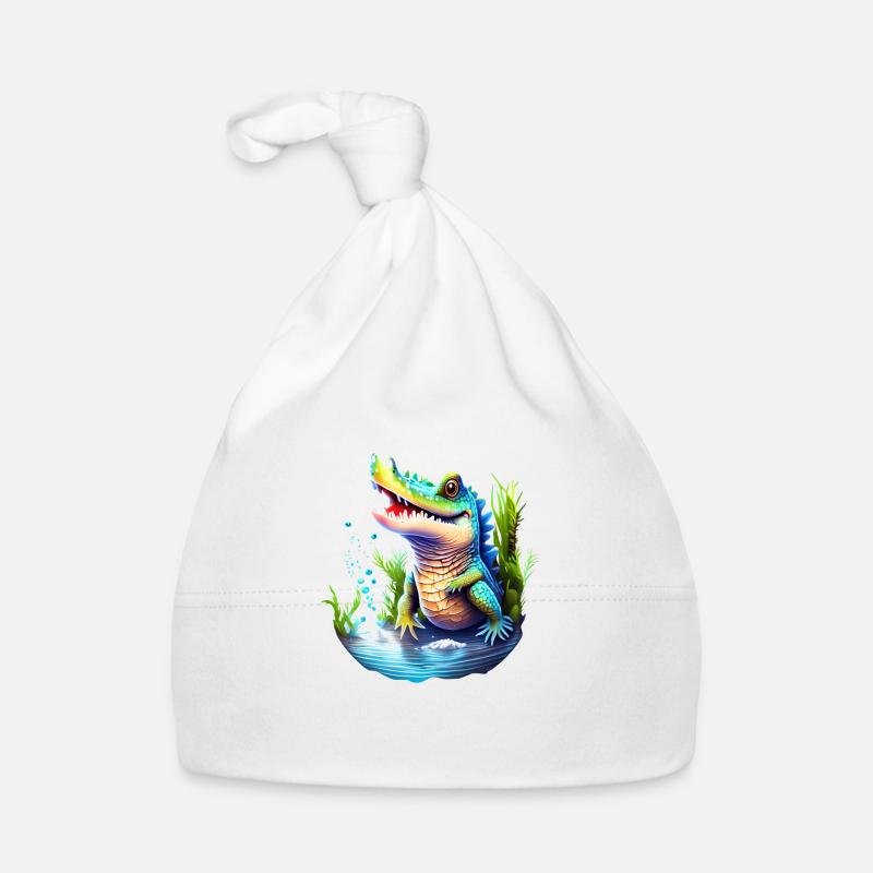 Don't worry, I won't bite... Hard! Croc - Organic Baby Cap - white