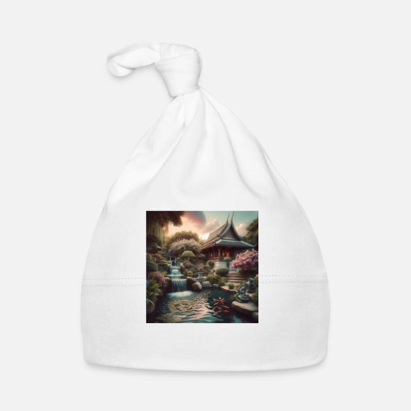 Japan Vintage Waterfall Garden Organic Baby Cap