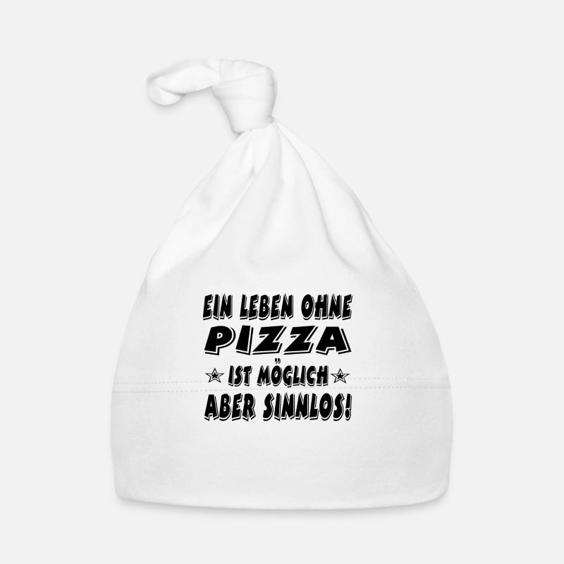 Pizza - Baby Bio-Mütze - Weiß