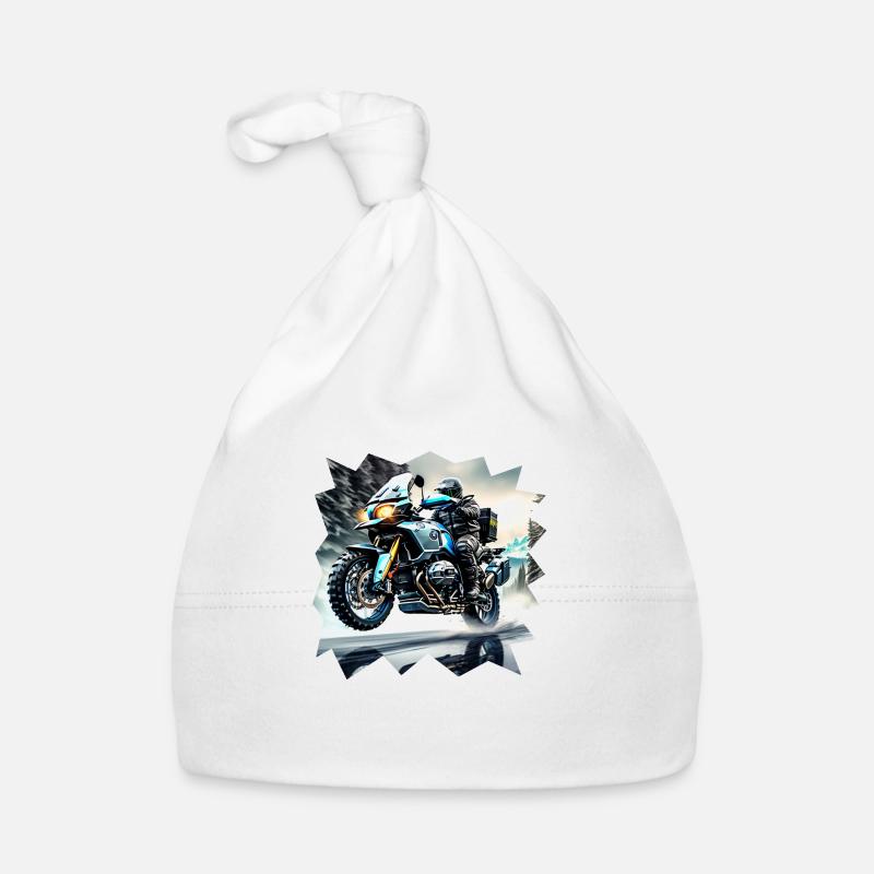 Motorcycle wet road surface Organic Baby Cap