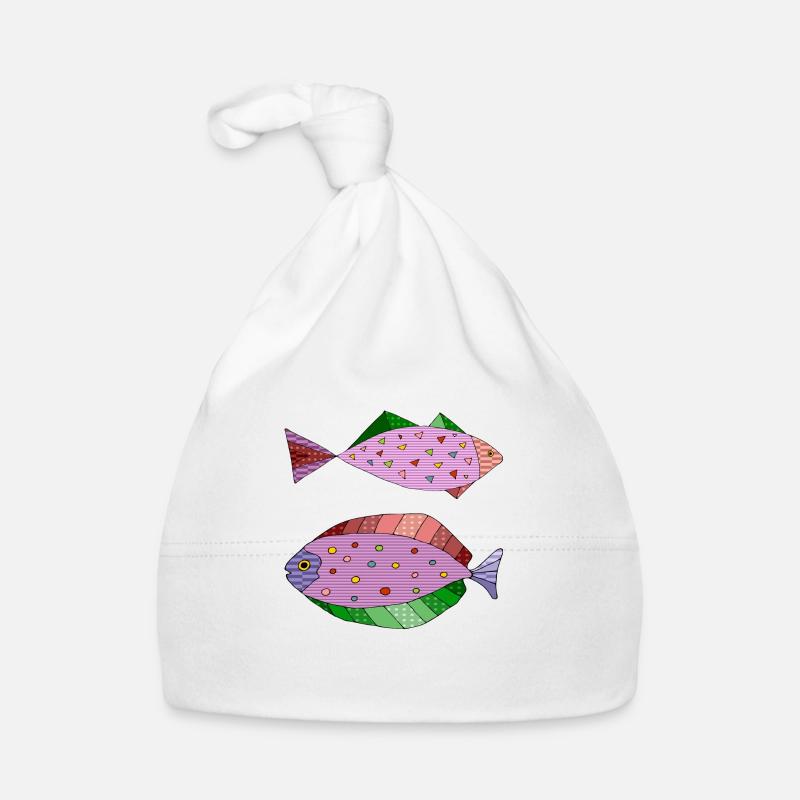 Fische - Baby Bio-Mütze - Weiß