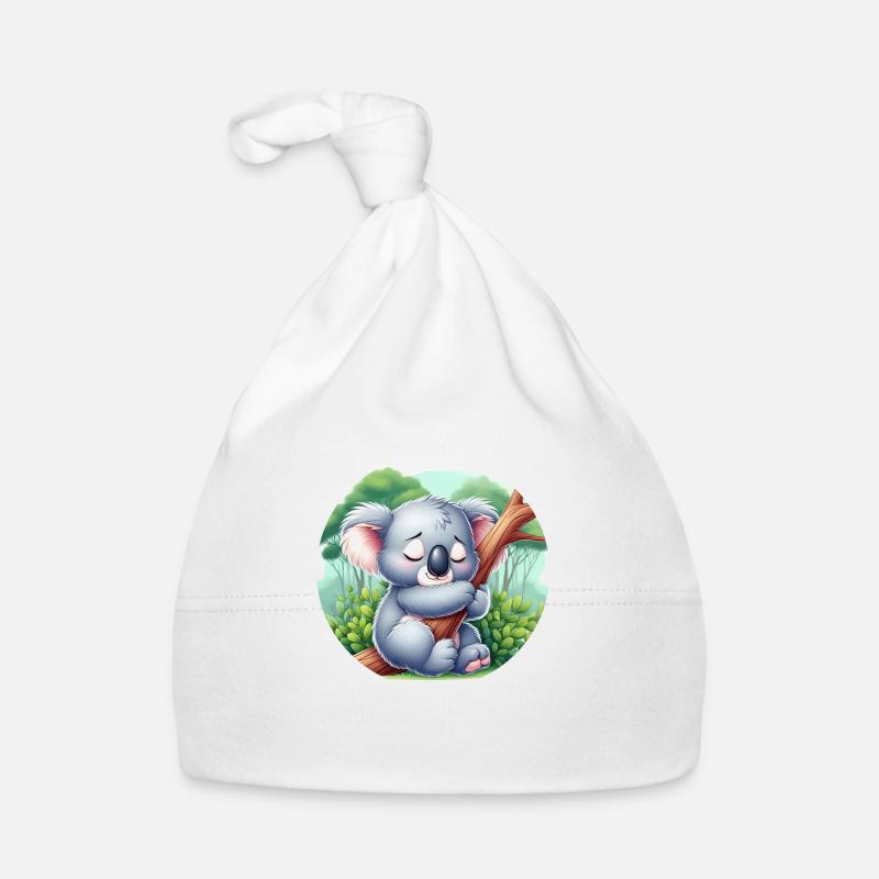 Koala heureux Koala Ours Koala - Bonnet bio Bébé - blanc