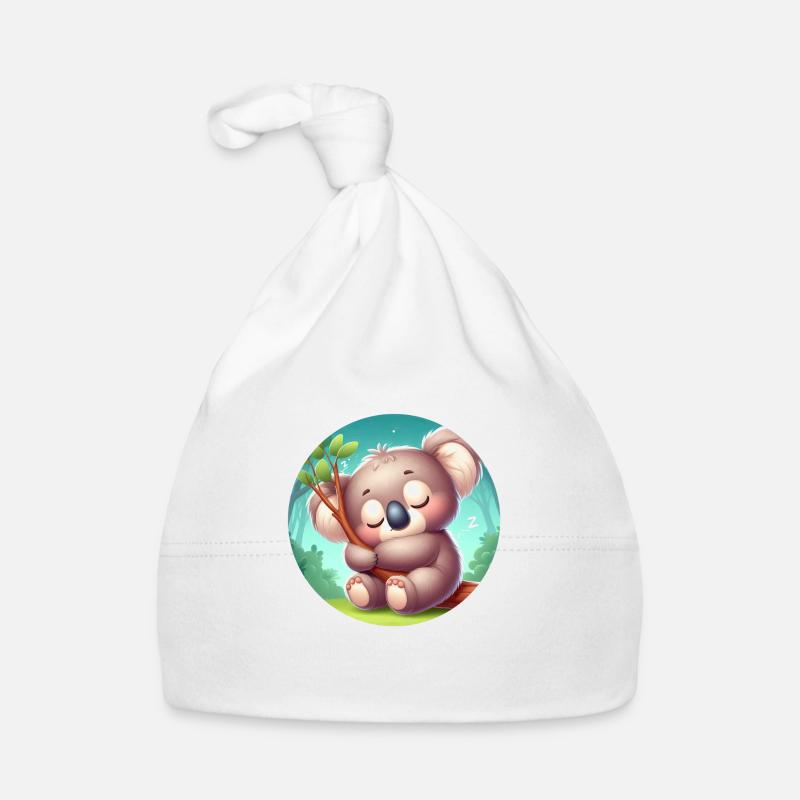 Koala heureux Koala Ours Koala - Bonnet bio Bébé - blanc