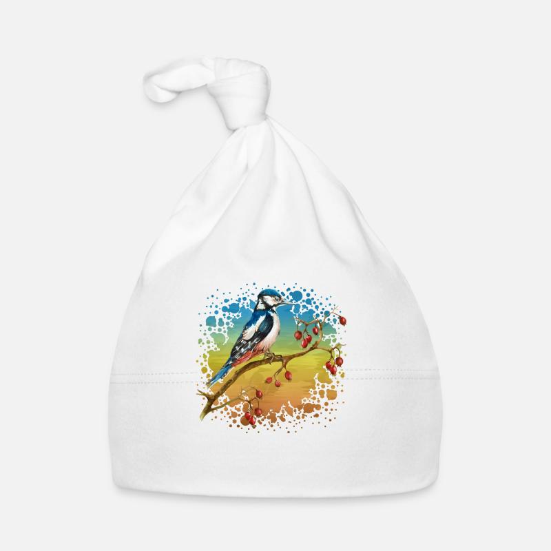 Bunter Vogel - Baby Bio-Mütze - Weiß