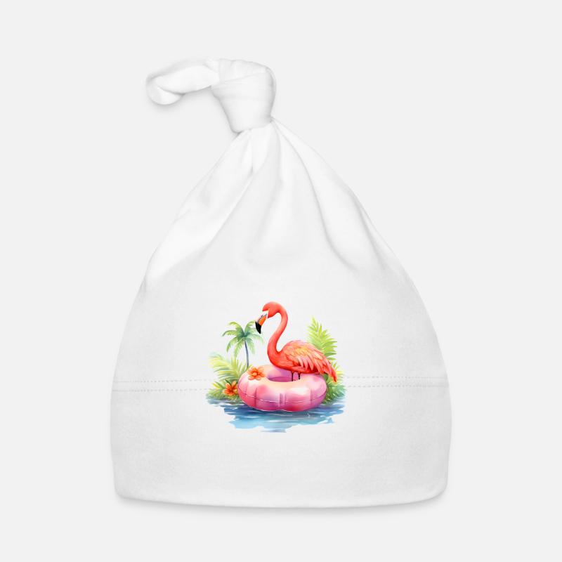 Flamingo in summer Organic Baby Cap