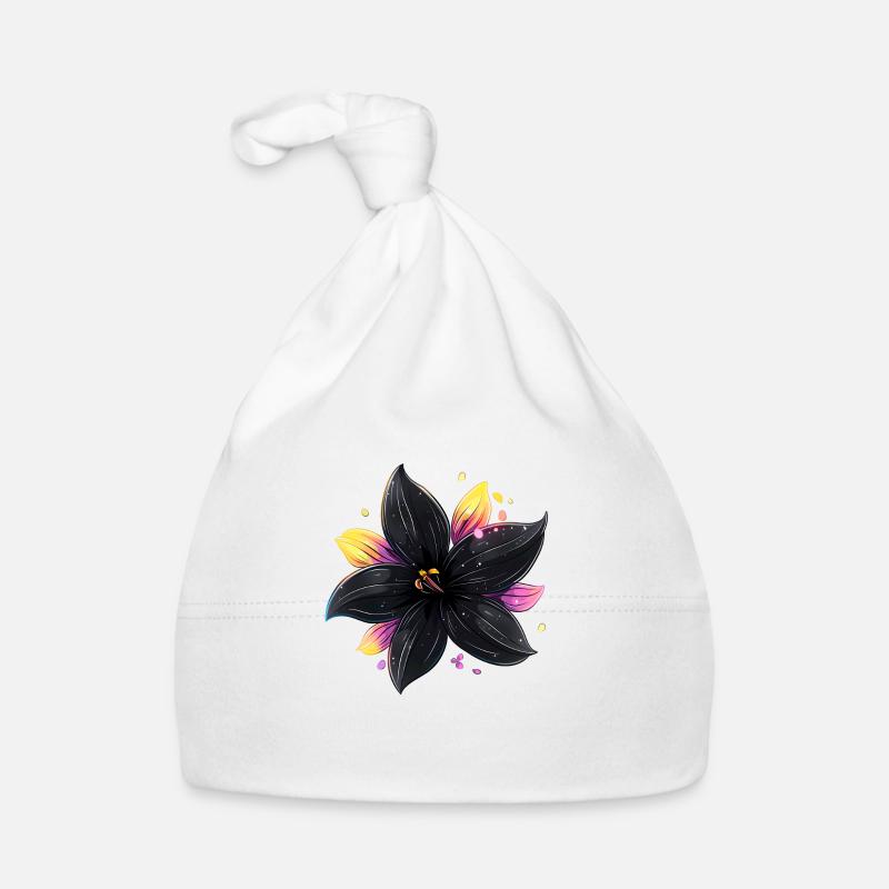Black Flower Baby Bio-Mütze