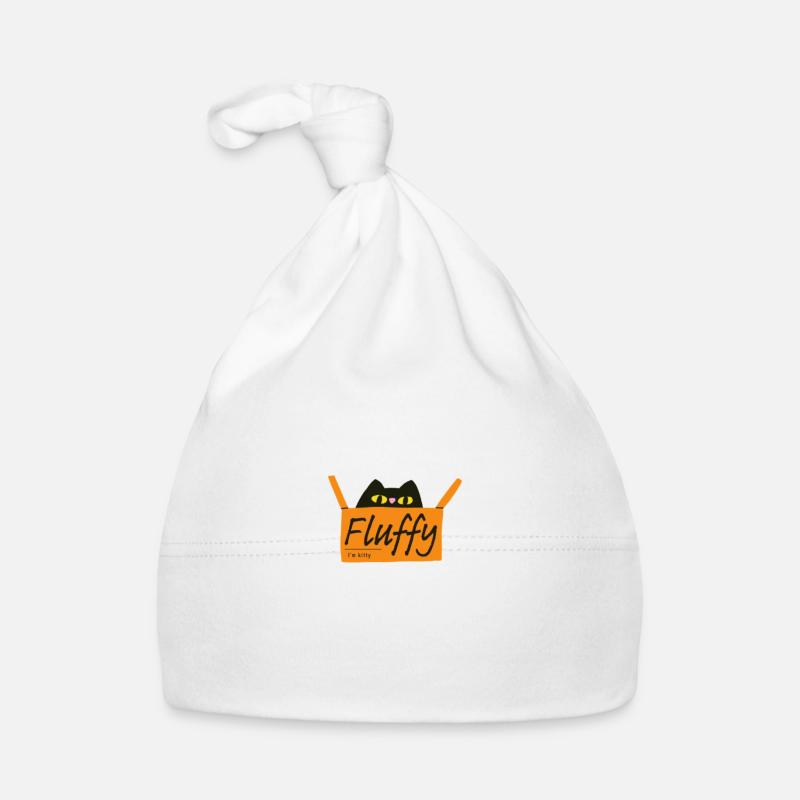 Un chat moelleux - Logo - Bonnet bio Bébé - blanc