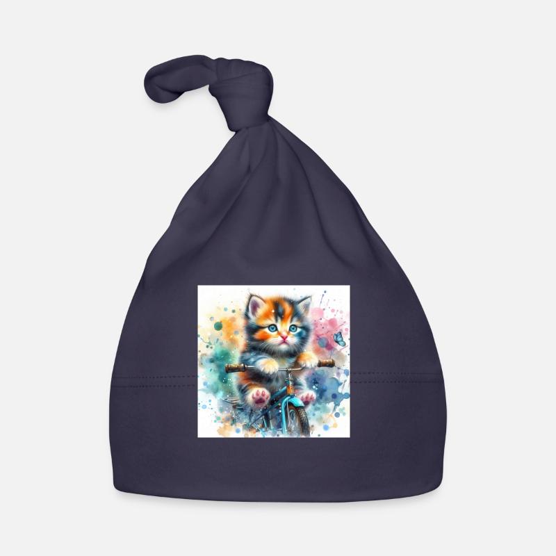 Kitten on a bike Organic Baby Cap