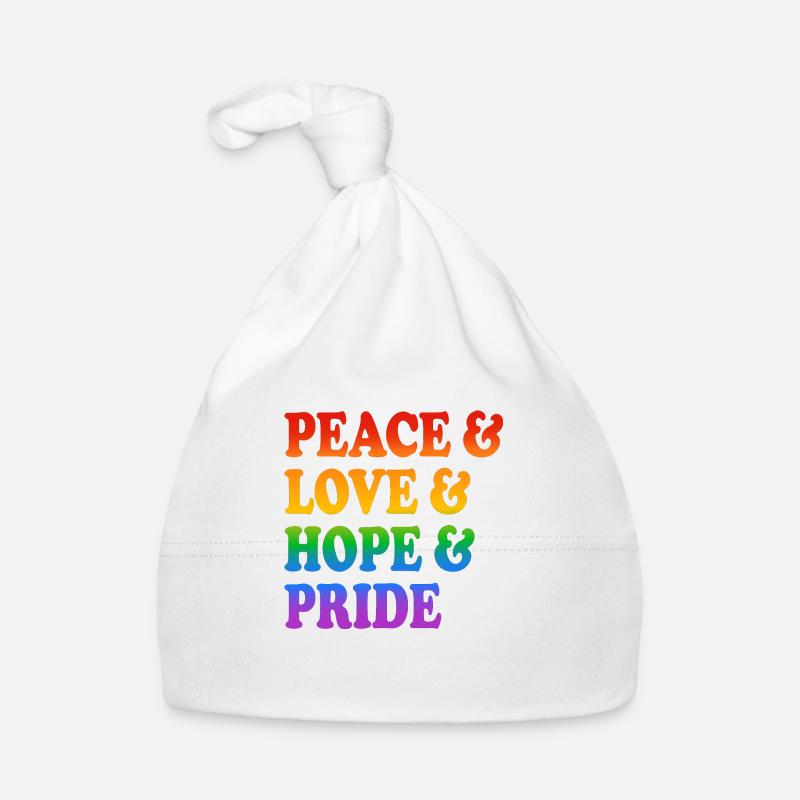 Peace Love Hope Pride Rainbow Colours Organic Baby Cap